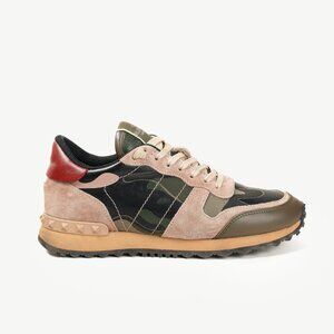 Valentino Garavani Rockrunner Green Camo Lace-Up Sneakers